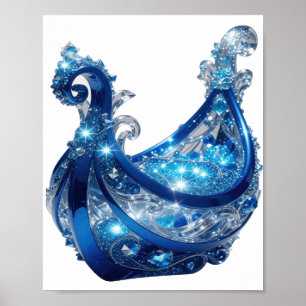 Affiche Bijou Argenté BLEU de Luxe