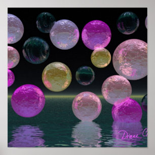 Affiche Bijoux de nuit - magenta et brillant noir