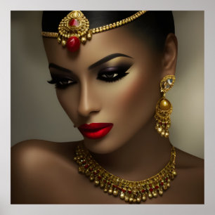 Affiche Bijoux égyptiens exotiques femmes magnifiques doré