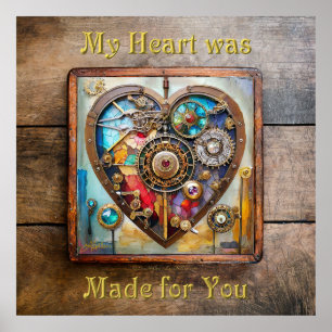 Affiche Bijoux Et Vitrail Coeur Série Steampunk