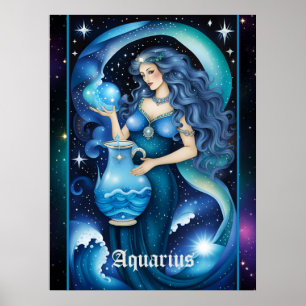 Affiche Bijoux Galaxie Zodiac Aquarius