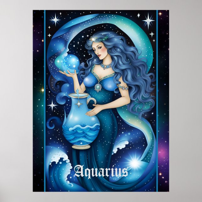 Affiche Bijoux Galaxie Zodiac Aquarius (Devant)