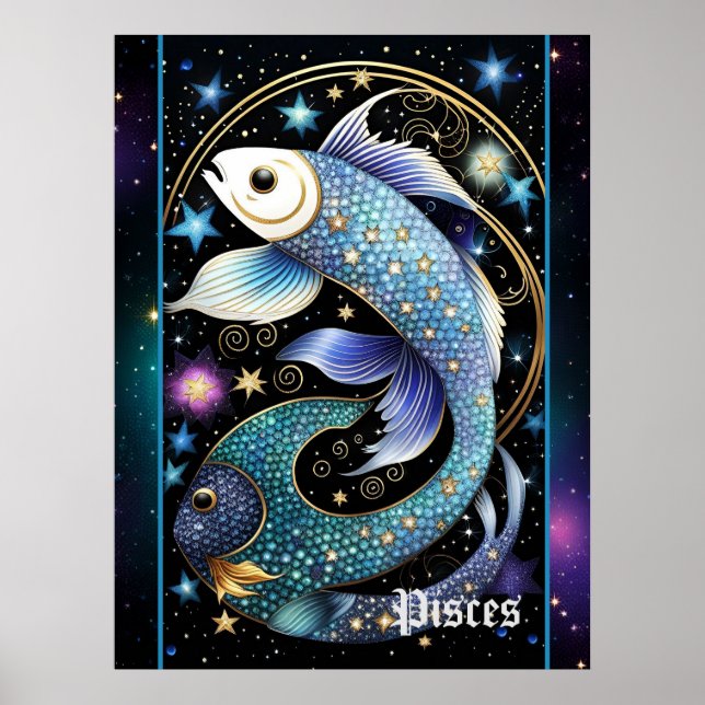 Affiche Bijoux Galaxie Zodiac Pisces (Devant)