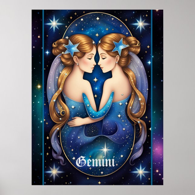 Affiche Bijoux Galaxy Zodiac Gemini (Devant)