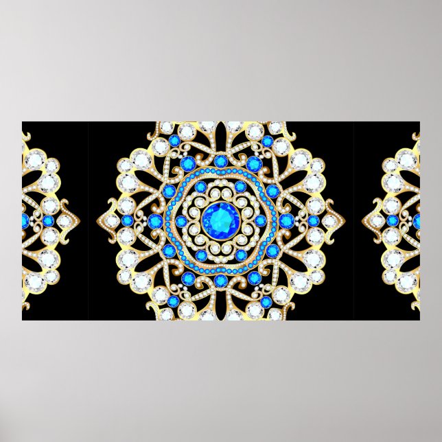 Affiche Bijoux Mandala broche, élément design. Tribal (Devant)