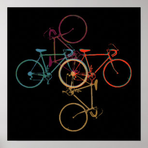 Affiche Bike-art / bikes colorés sur noir