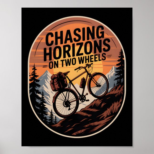 Affiche Bikepacking Outdoor Mountain Biking Chasing Horizo (Devant)