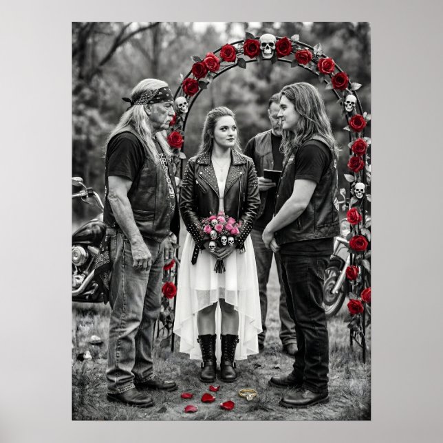 Affiche Biker Gothic Wedding Skull Rose Arch Selective  (Devant)