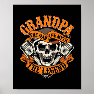 Affiche Biker Grandpa Les Hommes Le Mythe Légende Fête des