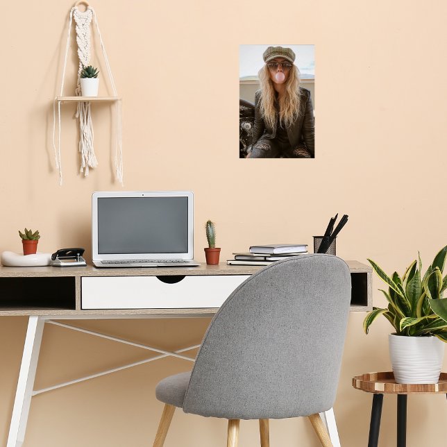 Affiche Biker Woman Pink Bubble Gum Bubble Stylish (Créateur téléchargé)