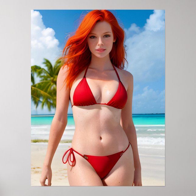 Affiche Bikini rouge sexy (Devant)