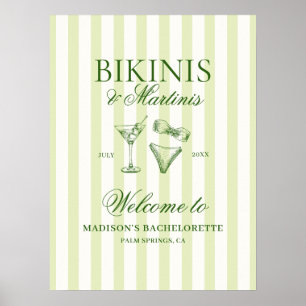 Affiche Bikinis et Martinis Bachelorette Bienvenue