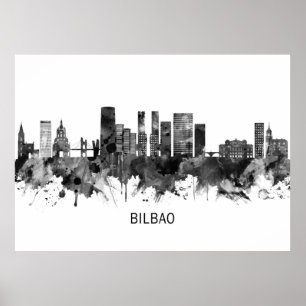 Affiche Bilbao Spain Skyline BW
