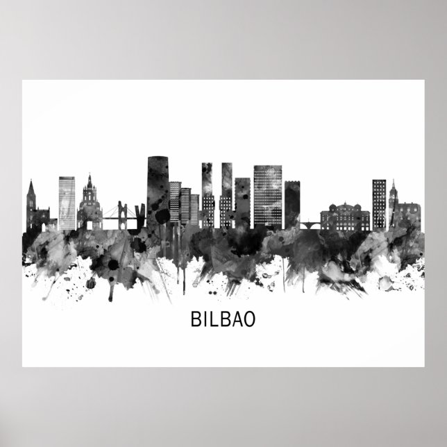 Affiche Bilbao Spain Skyline BW (Devant)