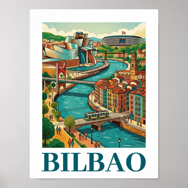 Affiche Bilbao Spain Travel - Colorful Architecture (Devant)