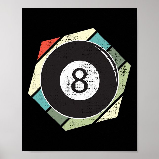 Affiche Billard 8 Ball Retro Love Pour Le Billard Sport (Devant)
