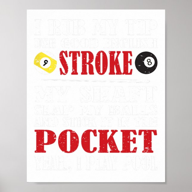 Affiche Billard amusant Billard Tee I Rub My Tip Billard G (Devant)