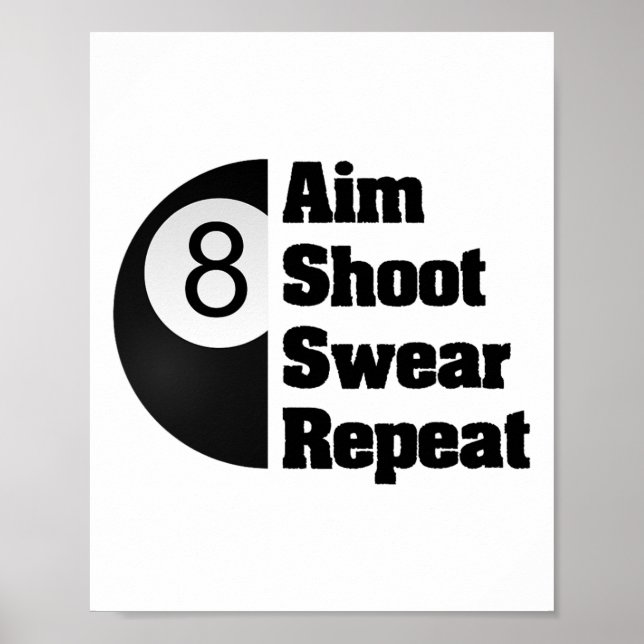 Affiche Billard amusant cadeau de joueur de piscine 8-ll (Devant)