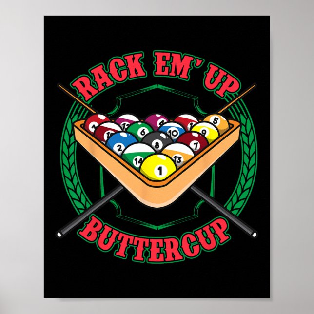 Affiche Billard amusant Salle de billard Snooker Rack Em U (Devant)