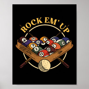 Affiche Billard Ball Rack Stick Cue Billiard Player Snoo