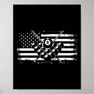 Affiche Billard billard billard américain drapeau cadeau