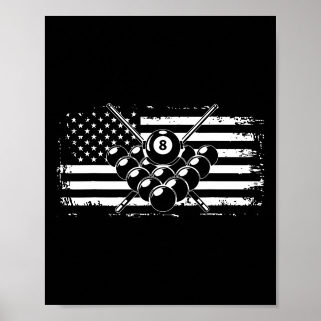 Affiche Billard billard billard américain drapeau cadeau (Devant)