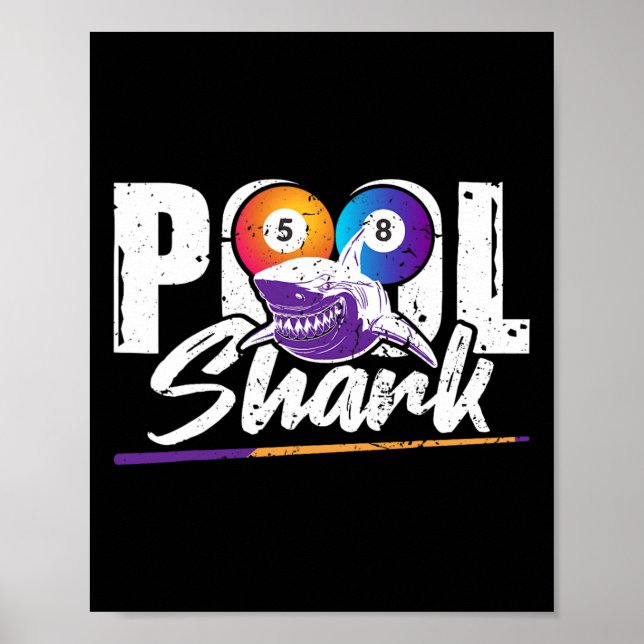 Affiche Billard - Billard de piscine de 8 balles (Devant)