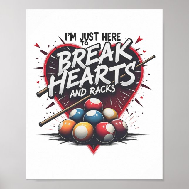 Affiche Billard Briser Coeur Et Racks 8 Ll Poisson Requin  (Devant)