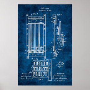 Affiche Billard Cue Rack Brevet Art #13 Pool Decor