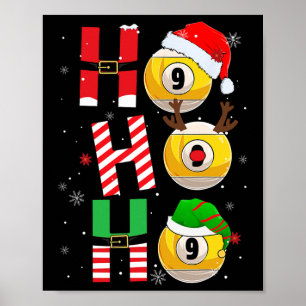 Affiche Billard de Noël amusant Ho Ho Ho Xmas Correspondan