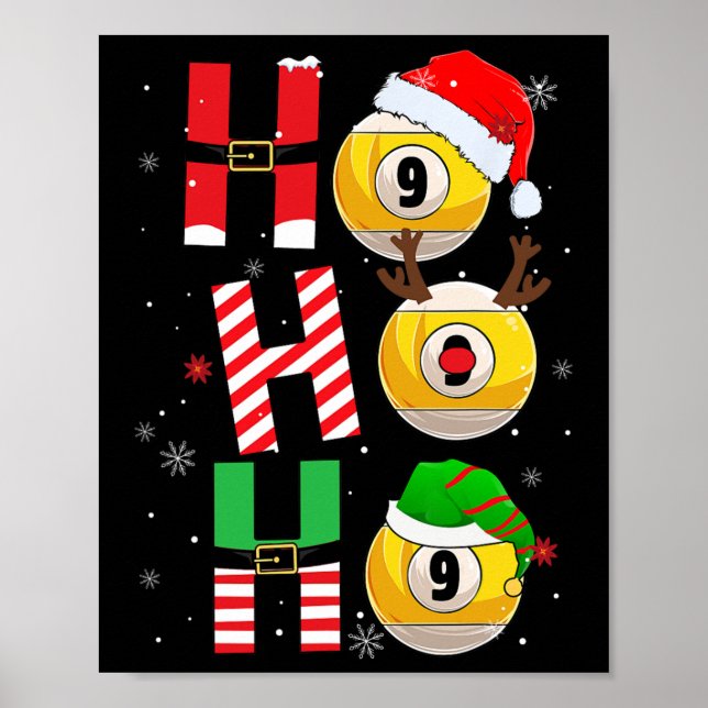 Affiche Billard de Noël amusant Ho Ho Ho Xmas Correspondan (Devant)