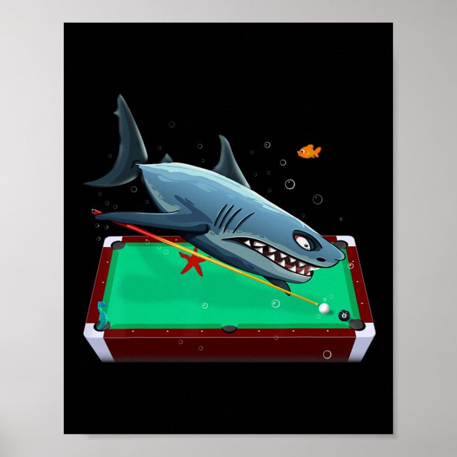 Affiche Billard de requin de piscine 8 9 Ball Stright Caro (Devant)