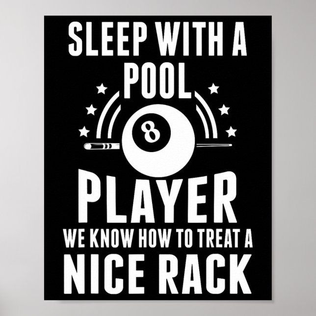 Affiche Billard Dormir Avec Un Joueur De Piscine Drôle Bil (Devant)