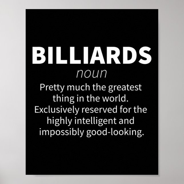 Affiche Billard Funny Définition Pool Snooker Player Gif (Devant)