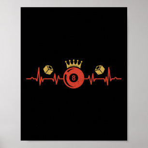 Affiche Billard Heartbeat 8 Ball Pool Player Billiard Sh