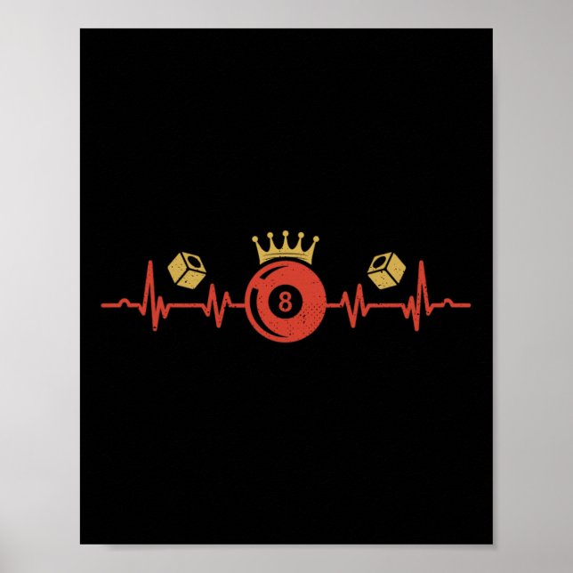 Affiche Billard Heartbeat 8 Ball Pool Player Billiard Sh (Devant)