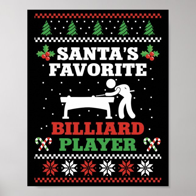 Affiche Billard Joueur Bal Noël laid Christma (Devant)