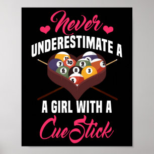 Affiche Billard Joueuse de table Snooker Pyramide Billia