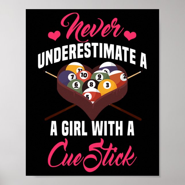 Affiche Billard Joueuse de table Snooker Pyramide Billia (Devant)
