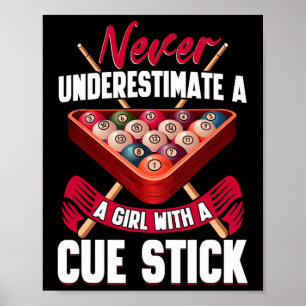 Affiche Billard Joueuse de table Snooker Pyramide Billia