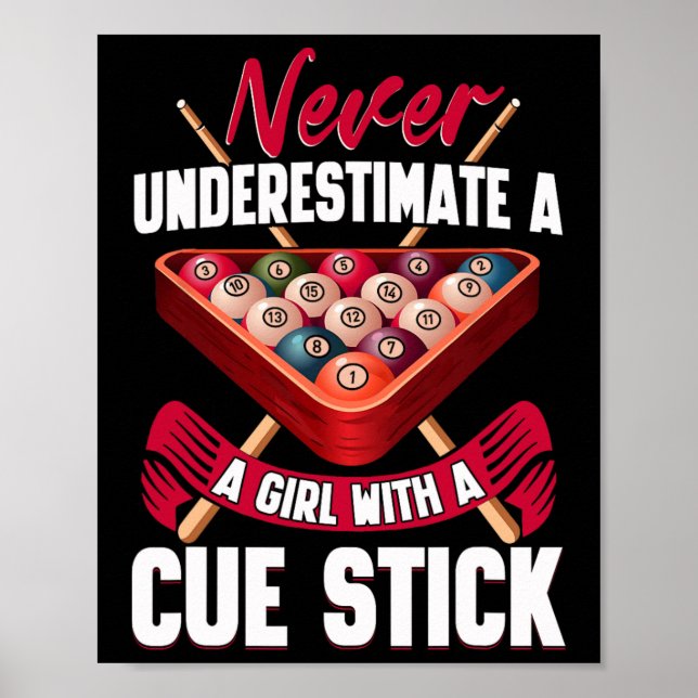 Affiche Billard Joueuse de table Snooker Pyramide Billia (Devant)