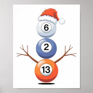 Affiche Billard Noël Snowman Avec Table De Billard
