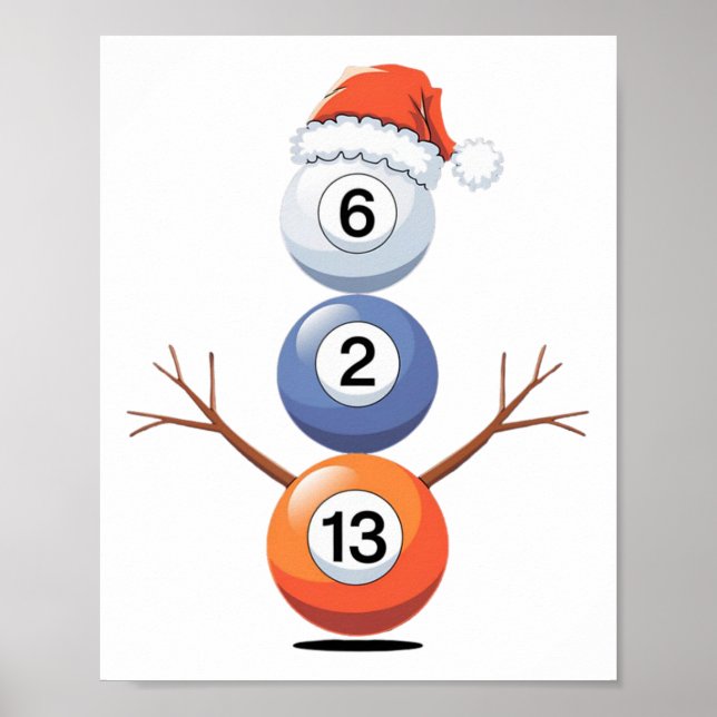 Affiche Billard Noël Snowman Avec Table De Billard (Devant)