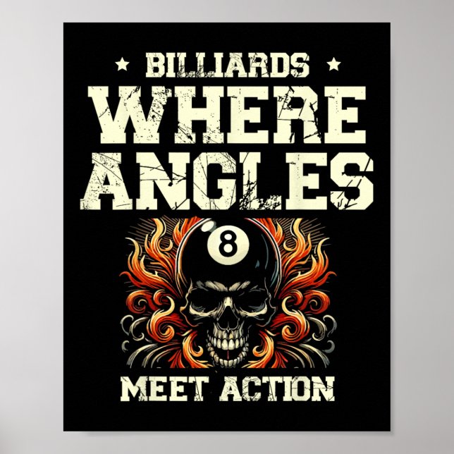 Affiche Billard où Angles rencontrent Action Billiard Cue  (Devant)