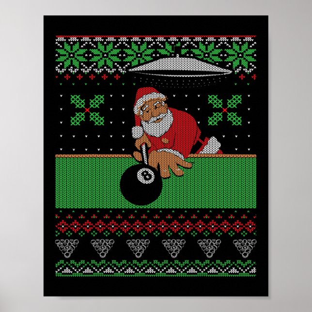 Affiche Billard piscine laide style pull de Noël (Devant)