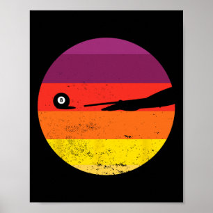 Affiche Billard rétro Silhouette Pool Table Snooker Pyra