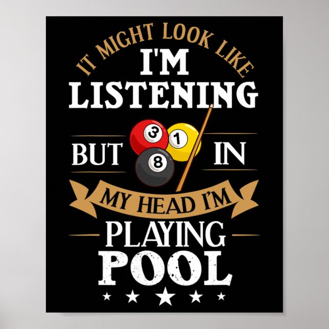 Affiche Billard Snooker Pool Joueur Sport Competit (Devant)