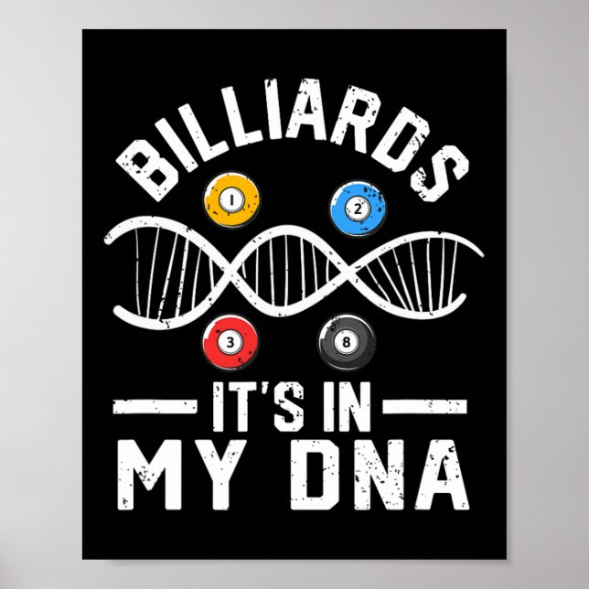 Affiche Billard Son Dans Mon Dna Funny Pool Billard Joueur (Devant)