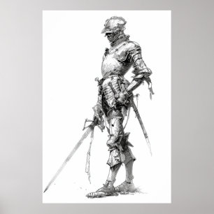 Affiche Billet d'illustration militaire Landknecht du XVIe