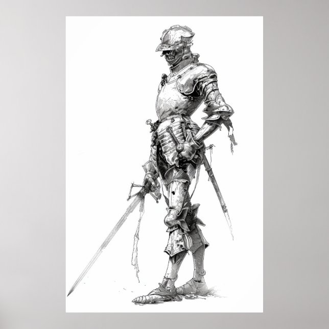 Affiche Billet d'illustration militaire Landknecht du XVIe (Devant)